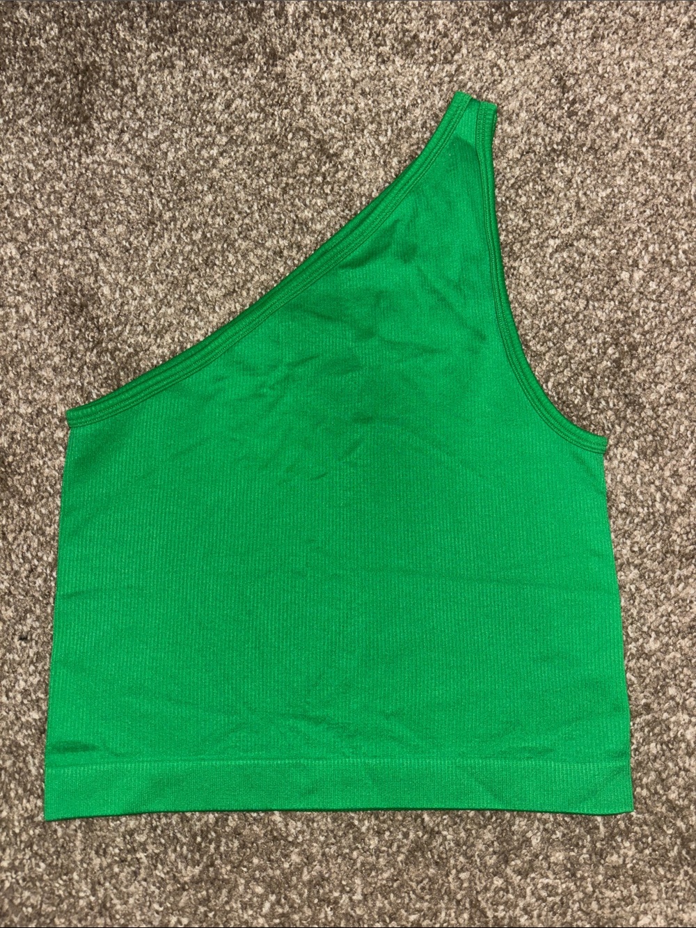 a new day One-Shoulder Green Ribbed Tank
